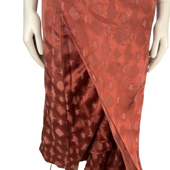 Revolve CALLAHAN Sami Convertible* Draped Rust Satin Tie Waist Midi Dress sz XS - Picture 10 of 15